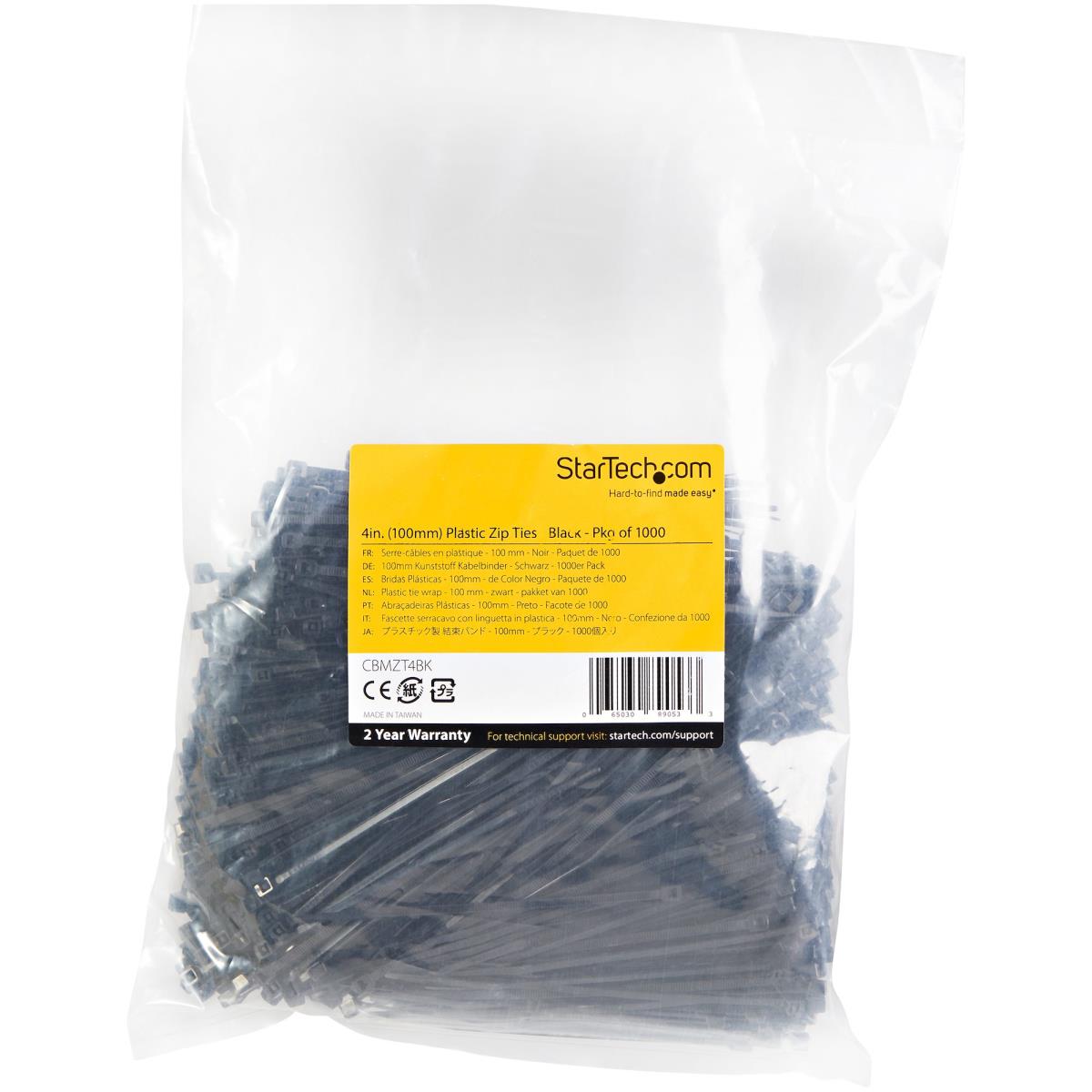 STARTECH.COM Cable Ties -black Nylon Zip Tie Wraps Ul Taa  1000 Pack 4in