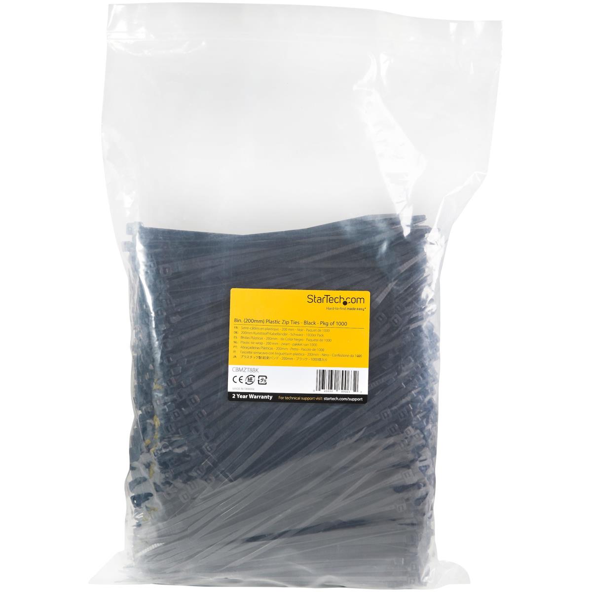 STARTECH.COM Cable Ties -black Nylon Zip Tie Wraps Ul Taa 1000 Pack 8in