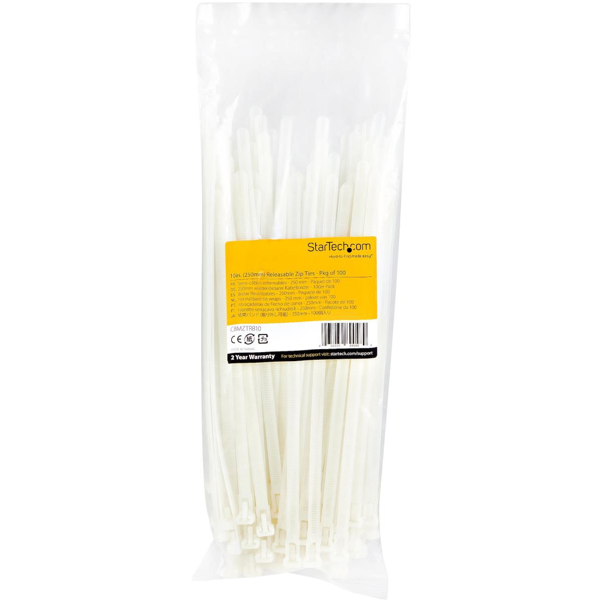 STARTECH.COM Resealable Zip Ties 10in 100 Pack