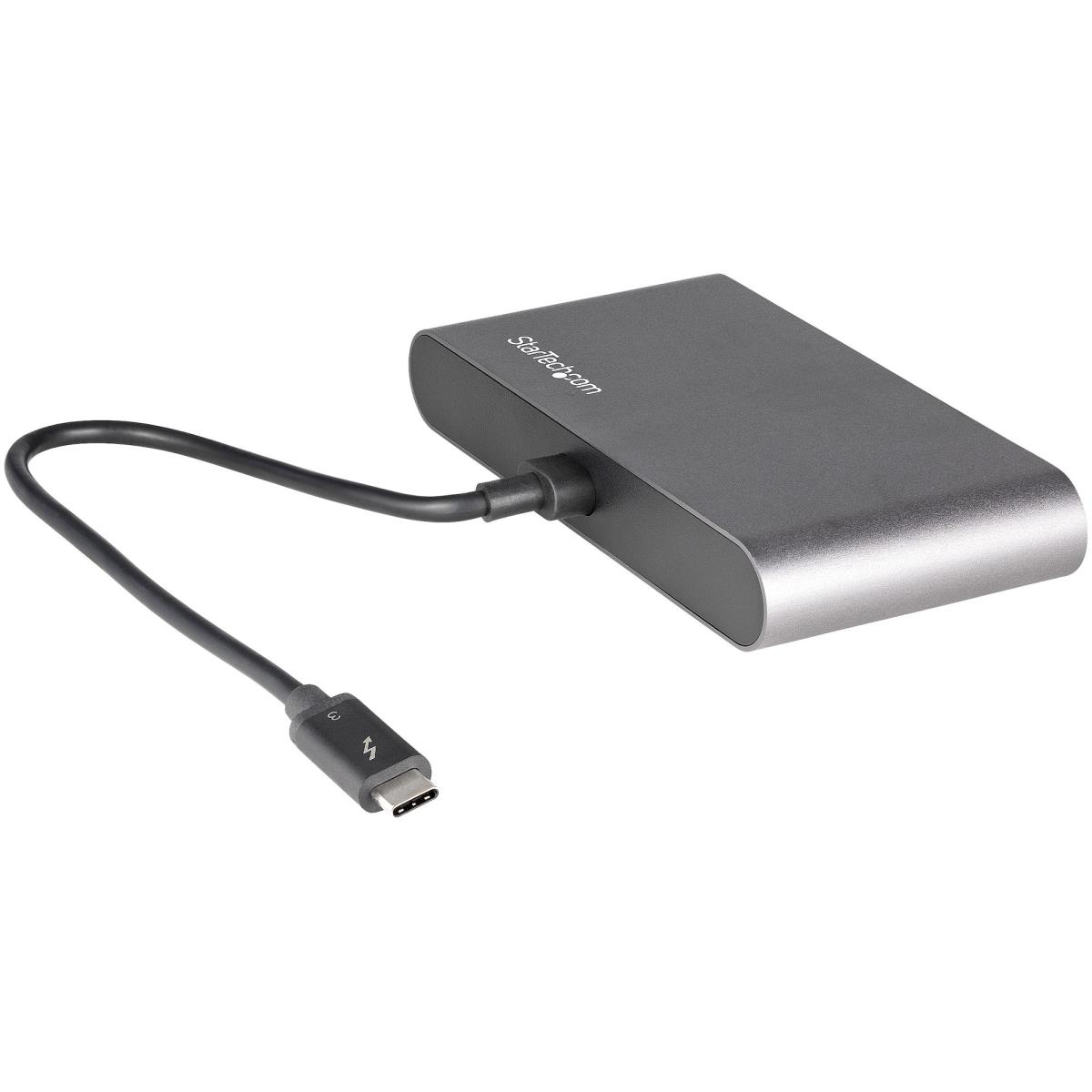 STARTECH.COM Thunderbolt 3 Mini Dock - Portable Dual Monitor Tb3 Docking Station W/ DisplayPort 4k 60hz - 1x USB-a & Gbe - 11in Attached Cable