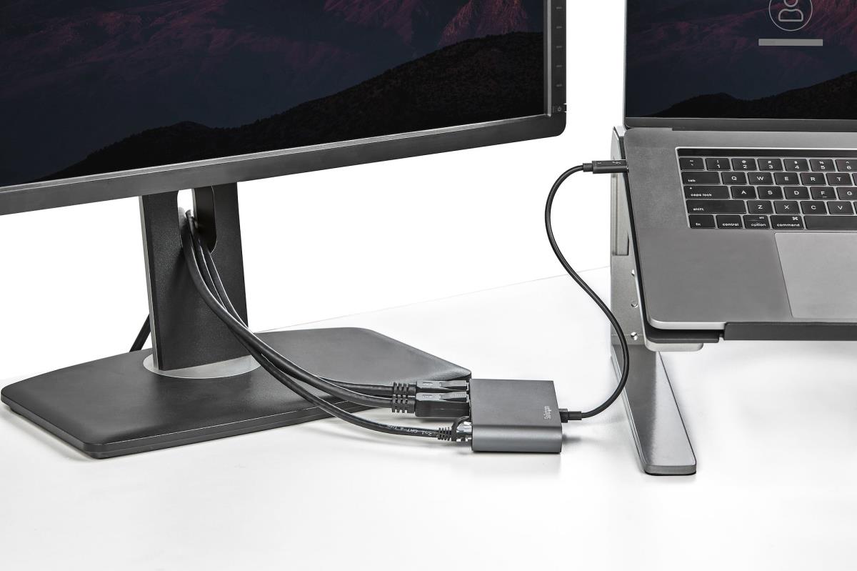 STARTECH.COM Thunderbolt 3 Mini Dock - Portable Dual Monitor Tb3 Docking Station W/ DisplayPort 4k 60hz - 1x USB-a & Gbe - 11in Attached Cable