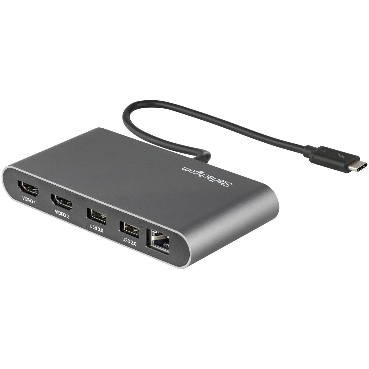 STARTECH.COM Thunderbolt 3 Mini Dock - Portable Dual Monitor Tb3 Laptop Docking Station Hdmi 4k 60hz - 2x USB-a & Gbe - 11in (28cm) Cable