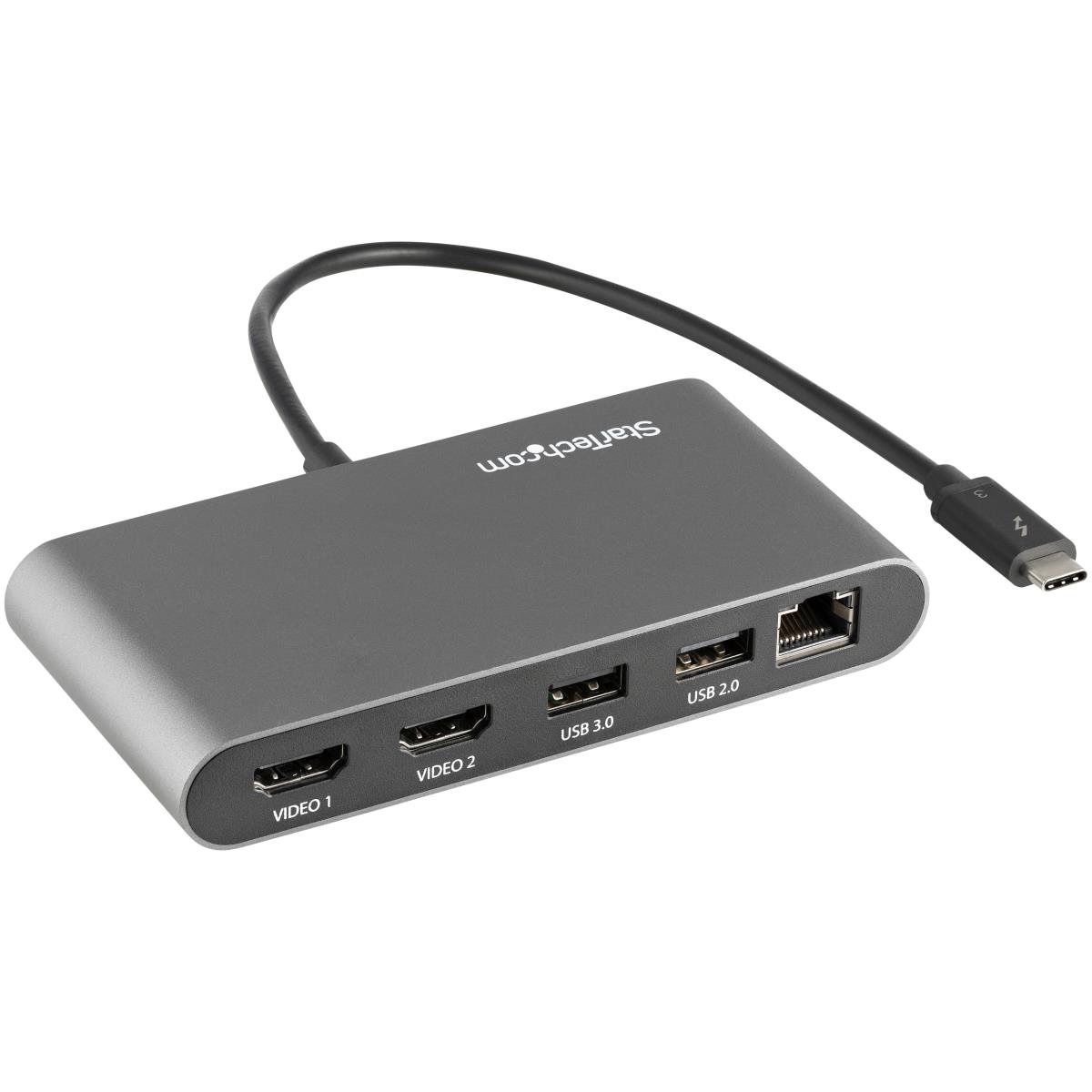 STARTECH.COM Thunderbolt 3 Mini Dock - Portable Dual Monitor Tb3 Laptop Docking Station Hdmi 4k 60hz - 2x USB-a & Gbe - 11in (28cm) Cable