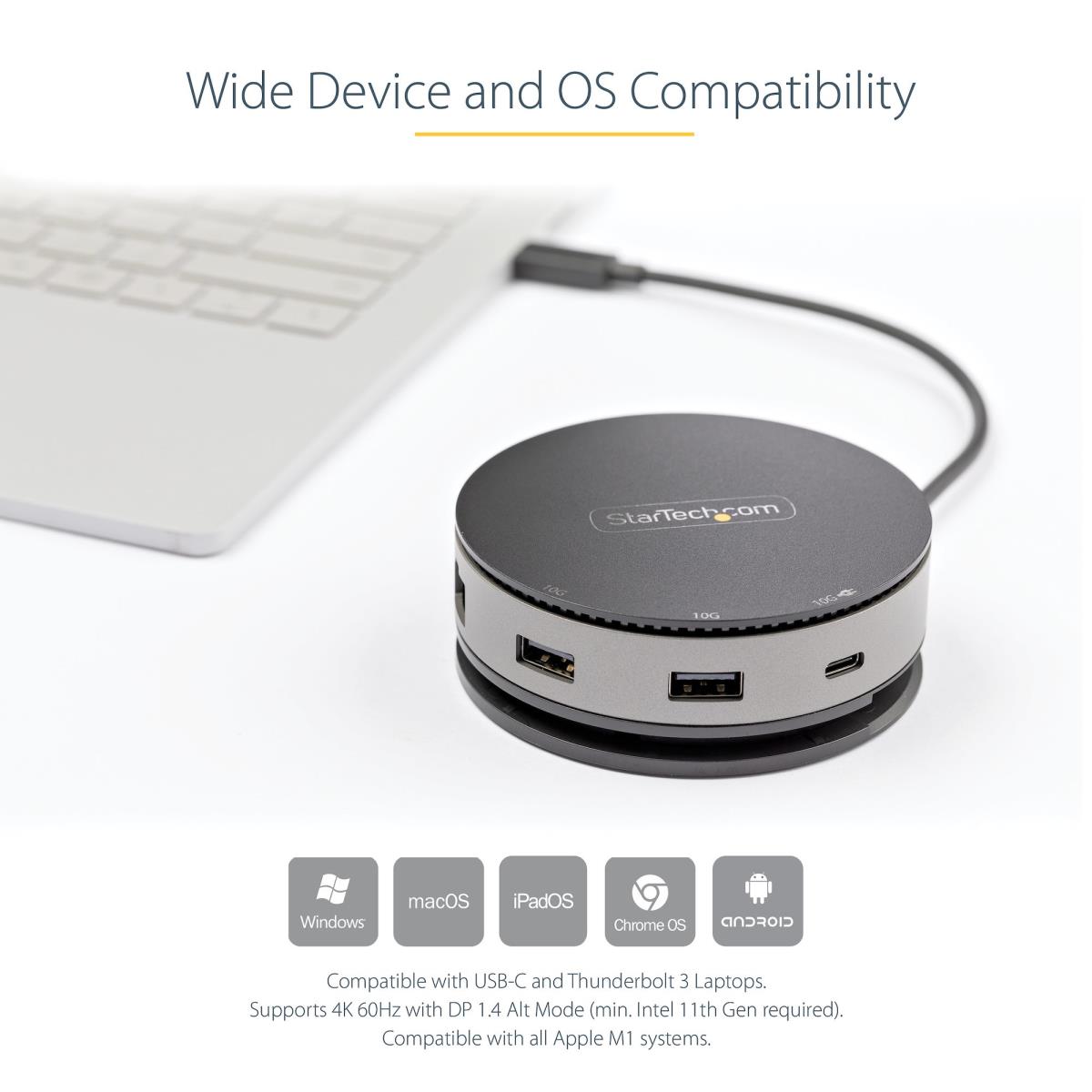 STARTECH.COM USB-c Multiport Adapter - USB Type-c 10gbps Mini Dock 4k 60hz Hdmi/DisplayPort/1080p Vga - 75w Pd Passthrough, USB Hub & Gbe