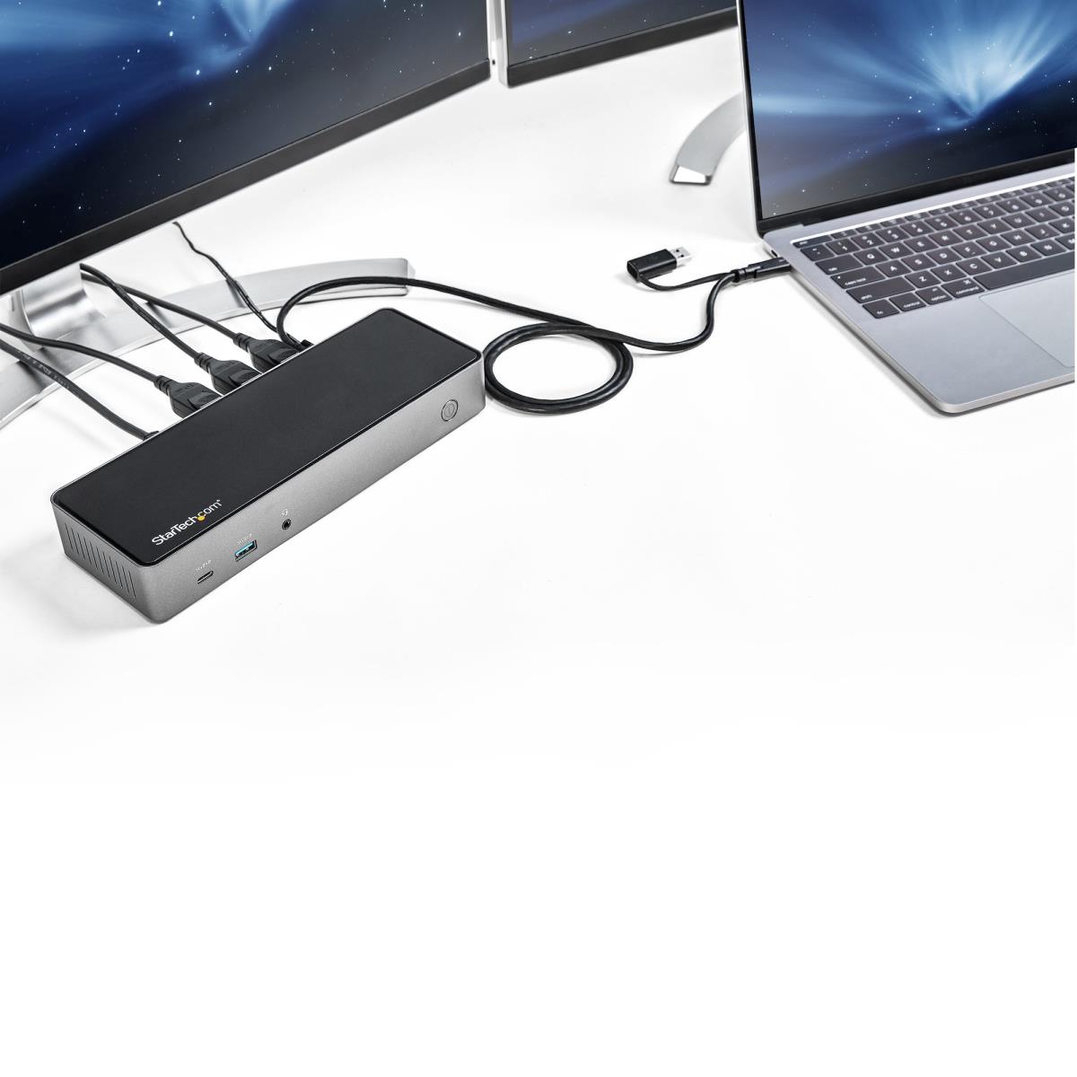 STARTECH.COM Docking Station - USB-c & USB-a Dock - Hybrid Universal Triple Monitor Laptop - DisplayPort & Hdmi 4k 60