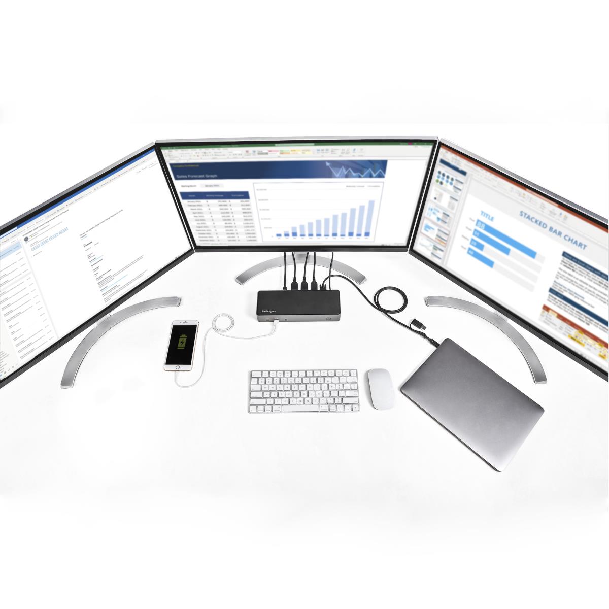 STARTECH.COM Docking Station - USB-c & USB-a Dock - Hybrid Universal Triple Monitor Laptop - DisplayPort & Hdmi 4k 60