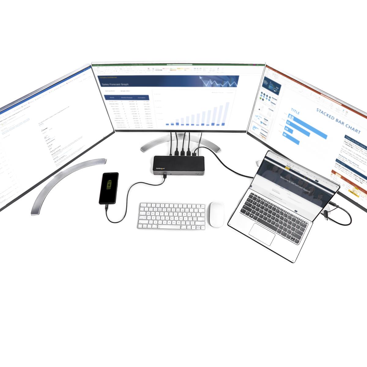 STARTECH.COM Docking Station - USB-c & USB-a Dock - Hybrid Universal Triple Monitor Laptop - DisplayPort & Hdmi 4k 60