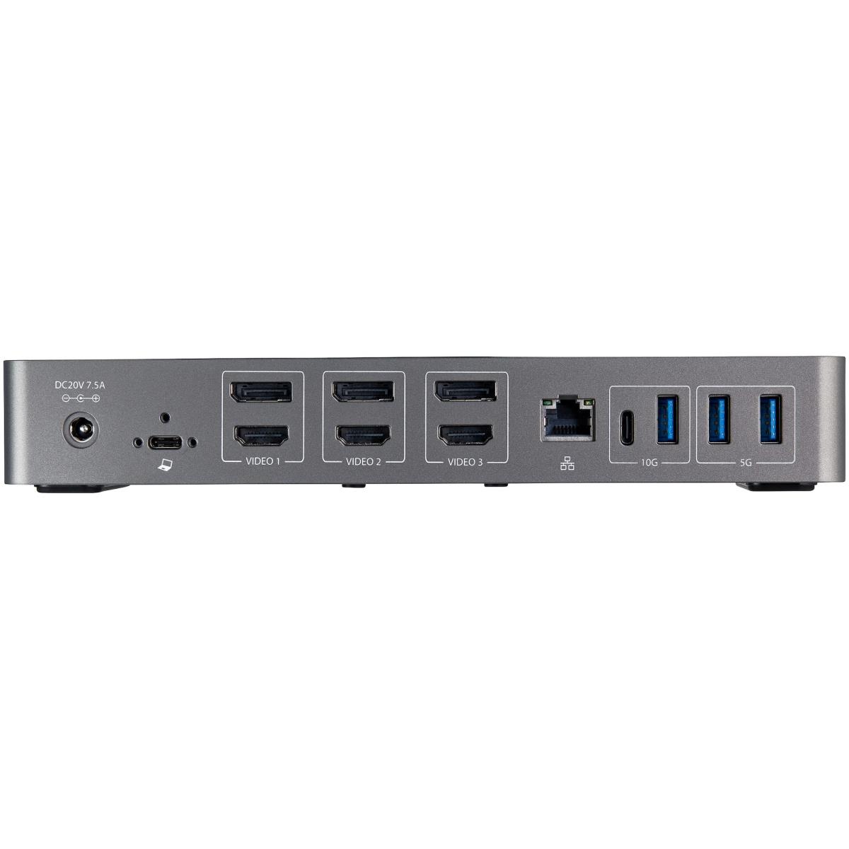 STARTECH.COM Docking Station - USB-c & USB-a Dock - Hybrid Universal Triple Monitor Laptop - DisplayPort & Hdmi 4k 60