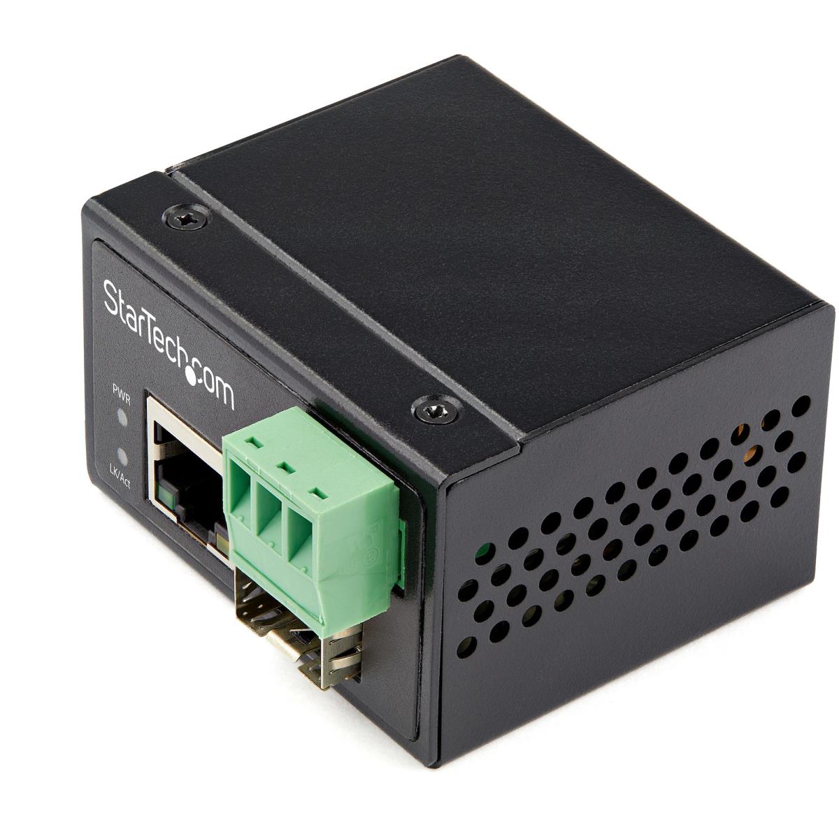 STARTECH.COM Industrial Fiber To Ethernet Media Converter - 100mbps Sfp To Rj45/CAT6 Sm/mm - Fiber To Copper Network - Ip-30 12v Input
