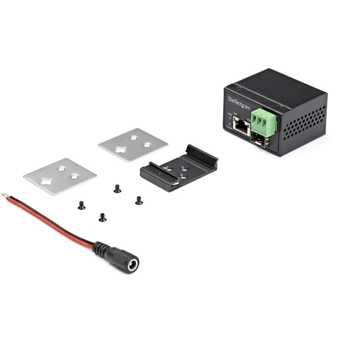STARTECH.COM Poe+ Industrial Fiber To Ethernet Media Converter 30w - Sfp To Rj45 - Sm/mm Fiber To Gigabit Copper Mini Size Ip-30