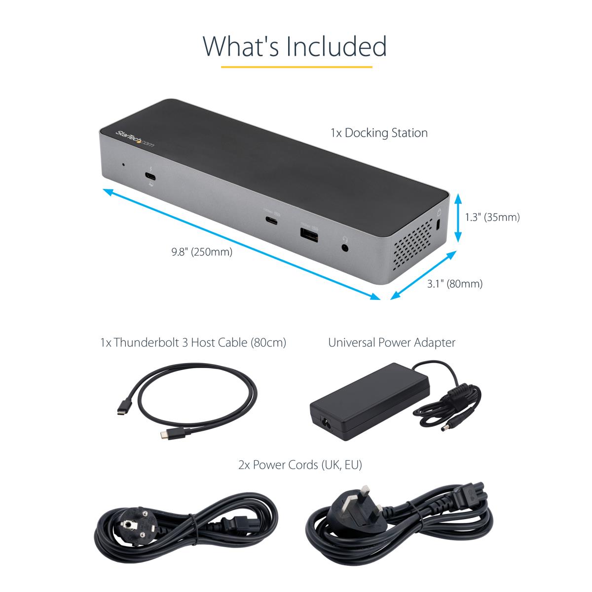 STARTECH.COM Laptop Docking Station - Thunderbolt 3 Dock W/ USB-c Host Compatibility - Dual 4k 60hz DisplayPort 1.4 Or Dual Hdmi Monitors