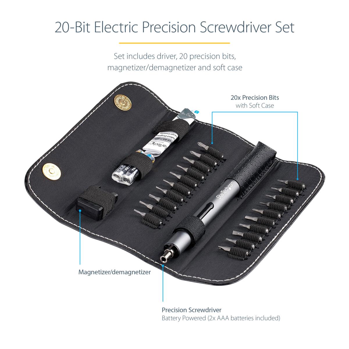 STARTECH.COM Mini Electric Precision Screwdriver Portable Powered 20-bit