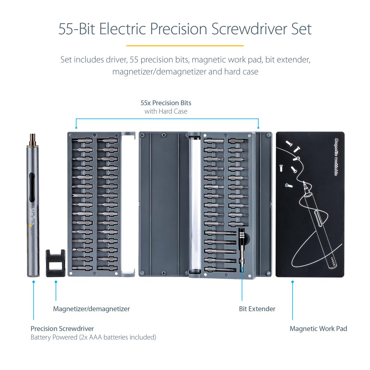 STARTECH.COM Mini Electric Precision Screwdriver Portable Powered 55-bit