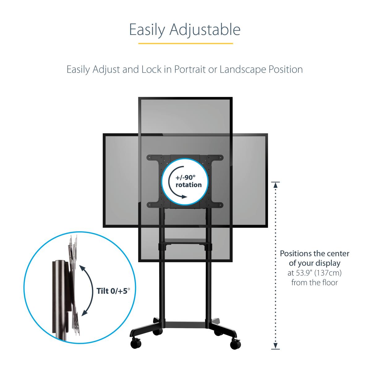 STARTECH.COM Mobile Tv Cart - For 37-70 Tvs- W/shelf Storage - Rotate/tilt