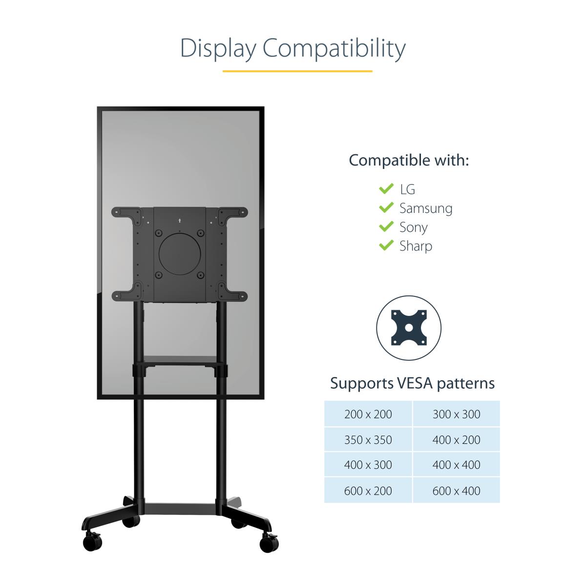 STARTECH.COM Mobile Tv Cart - For 37-70 Tvs- W/shelf Storage - Rotate/tilt