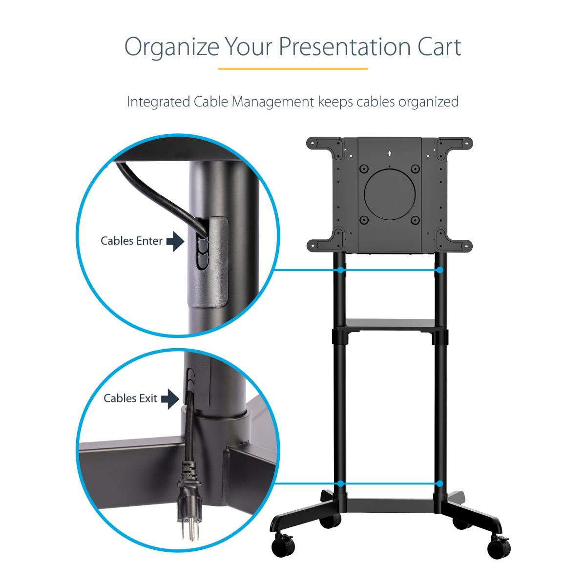 STARTECH.COM Mobile Tv Cart - For 37-70 Tvs- W/shelf Storage - Rotate/tilt