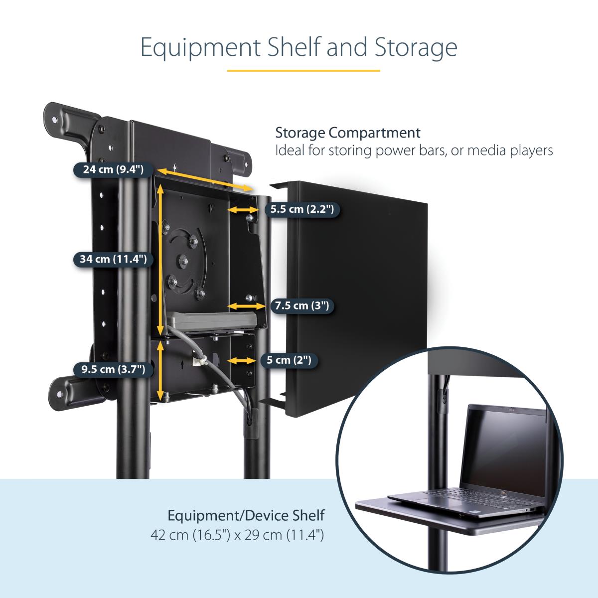 STARTECH.COM Mobile Tv Cart - For 37-70 Tvs- W/shelf Storage - Rotate/tilt
