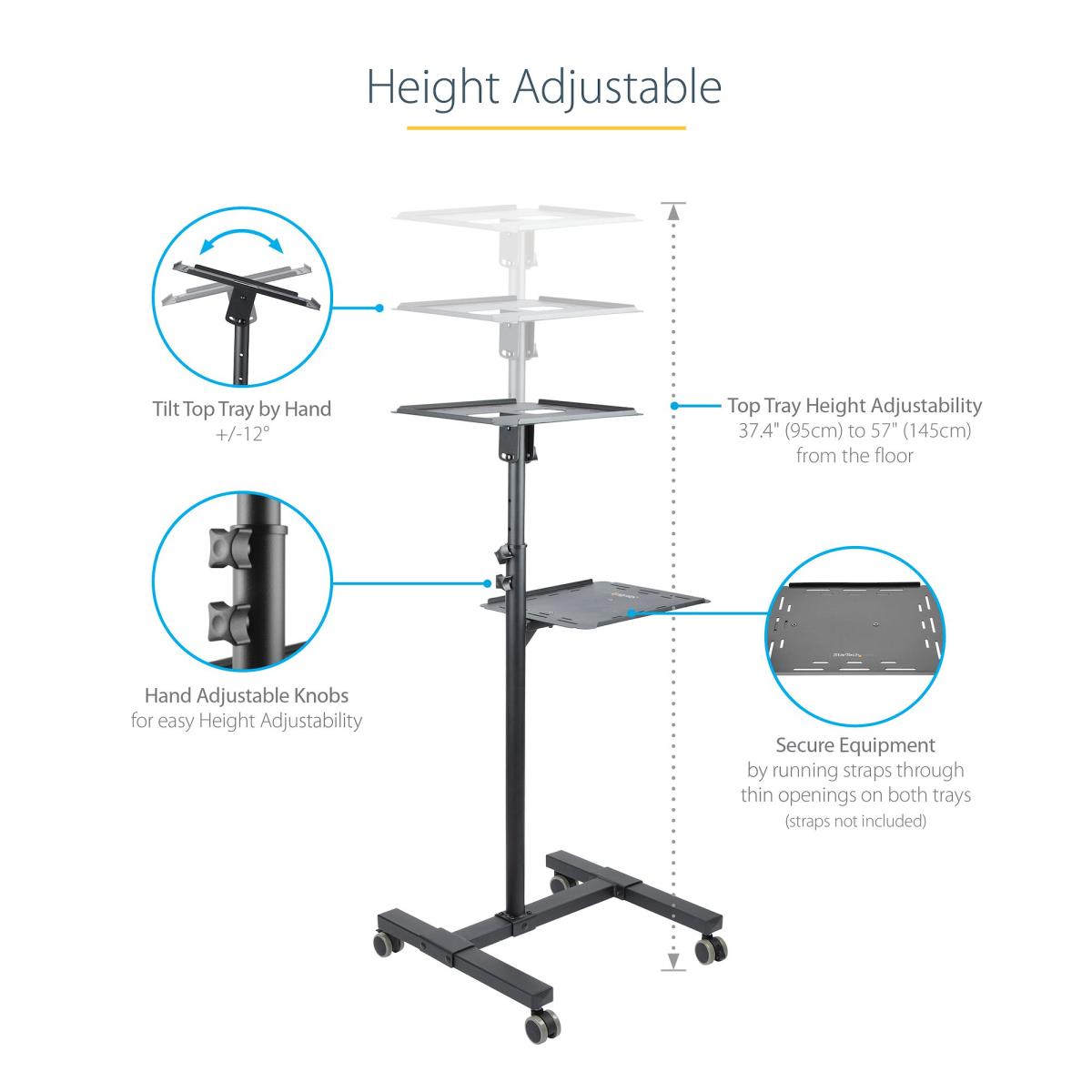 STARTECH.COM Mobile Projector And Laptop Stand/cart - Height Adjustable