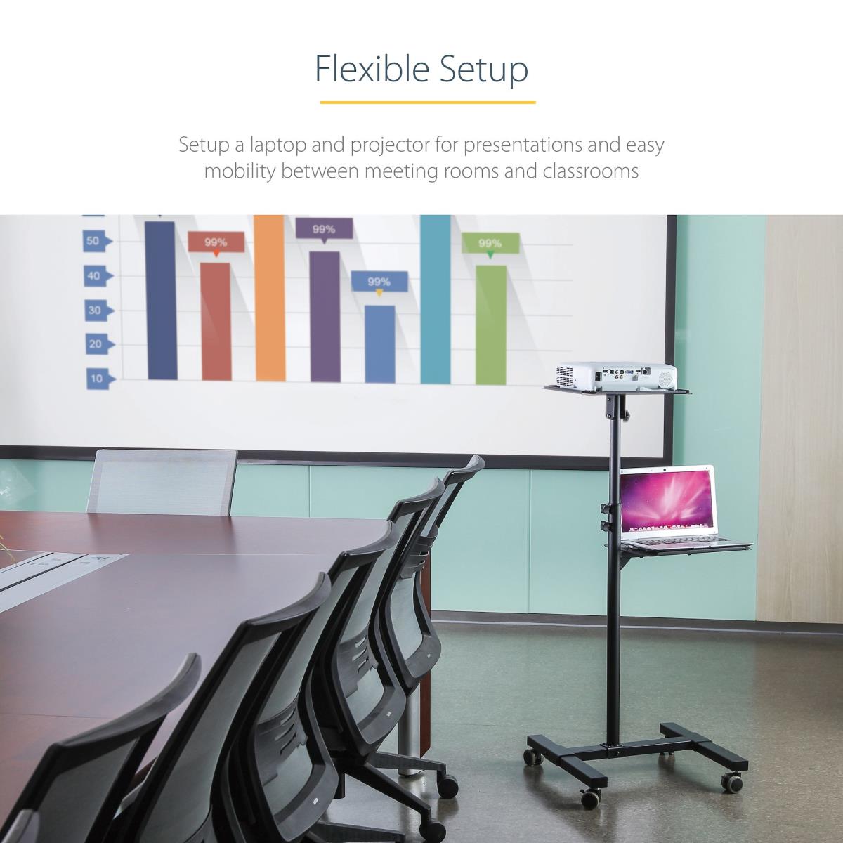 STARTECH.COM Mobile Projector And Laptop Stand/cart - Height Adjustable