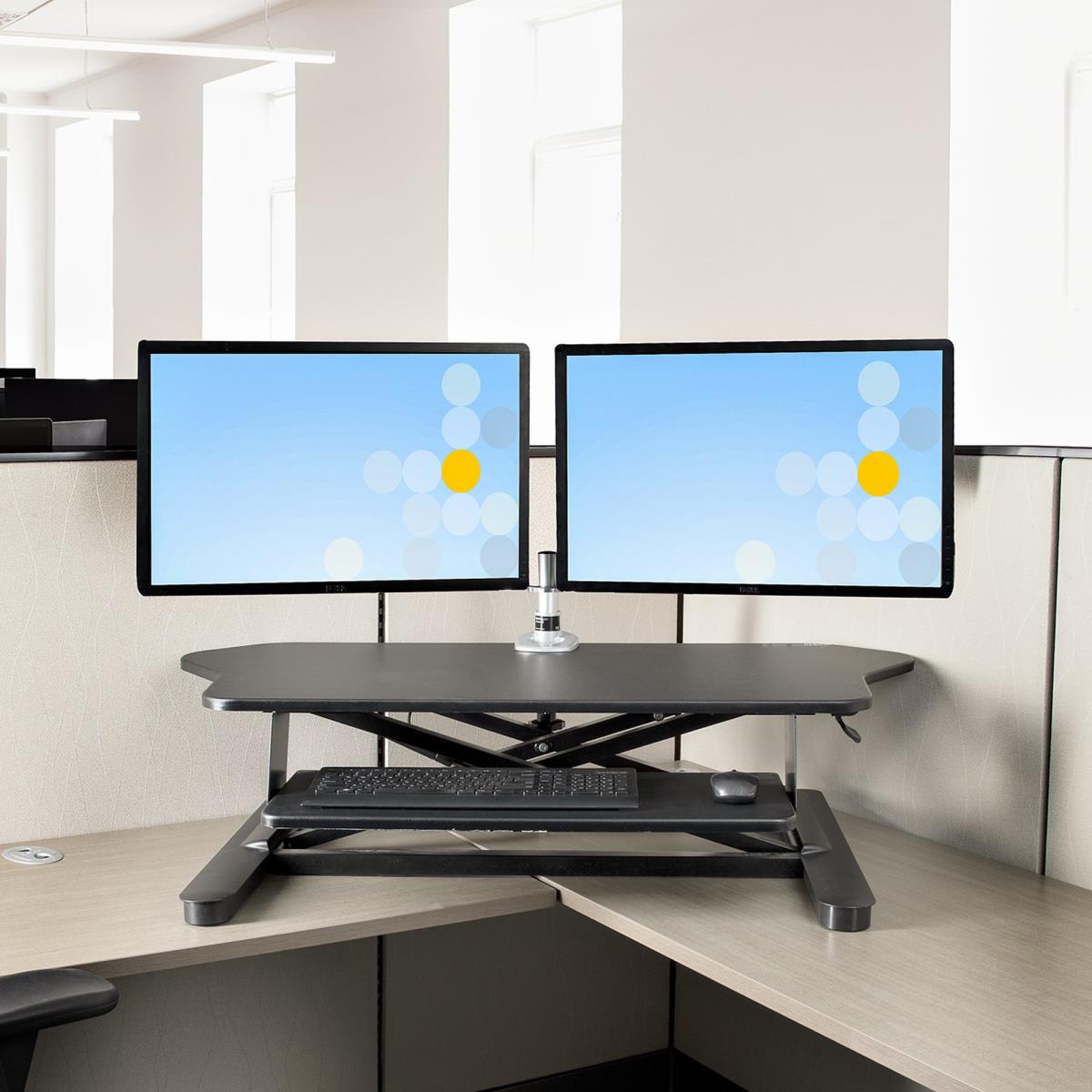 STARTECH.COM Corner Sit Stand Desk Converter Keyboard Tray - Height Adjustabl