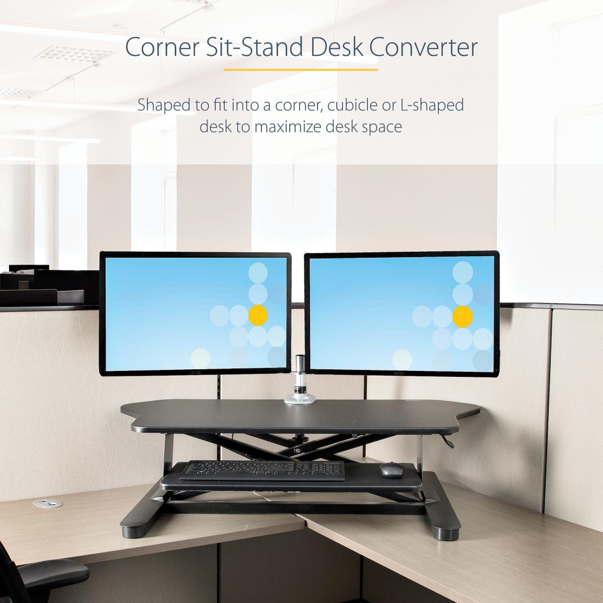 STARTECH.COM Corner Sit Stand Desk Converter Keyboard Tray - Height Adjustabl