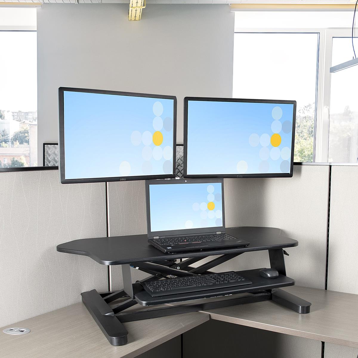 STARTECH.COM Corner Sit Stand Desk Converter Keyboard Tray - Height Adjustabl