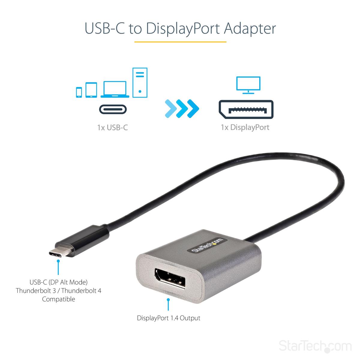 STARTECH.COM USB C To DisplayPort Adapter 8k/4k 60hz Video - 12 Cable