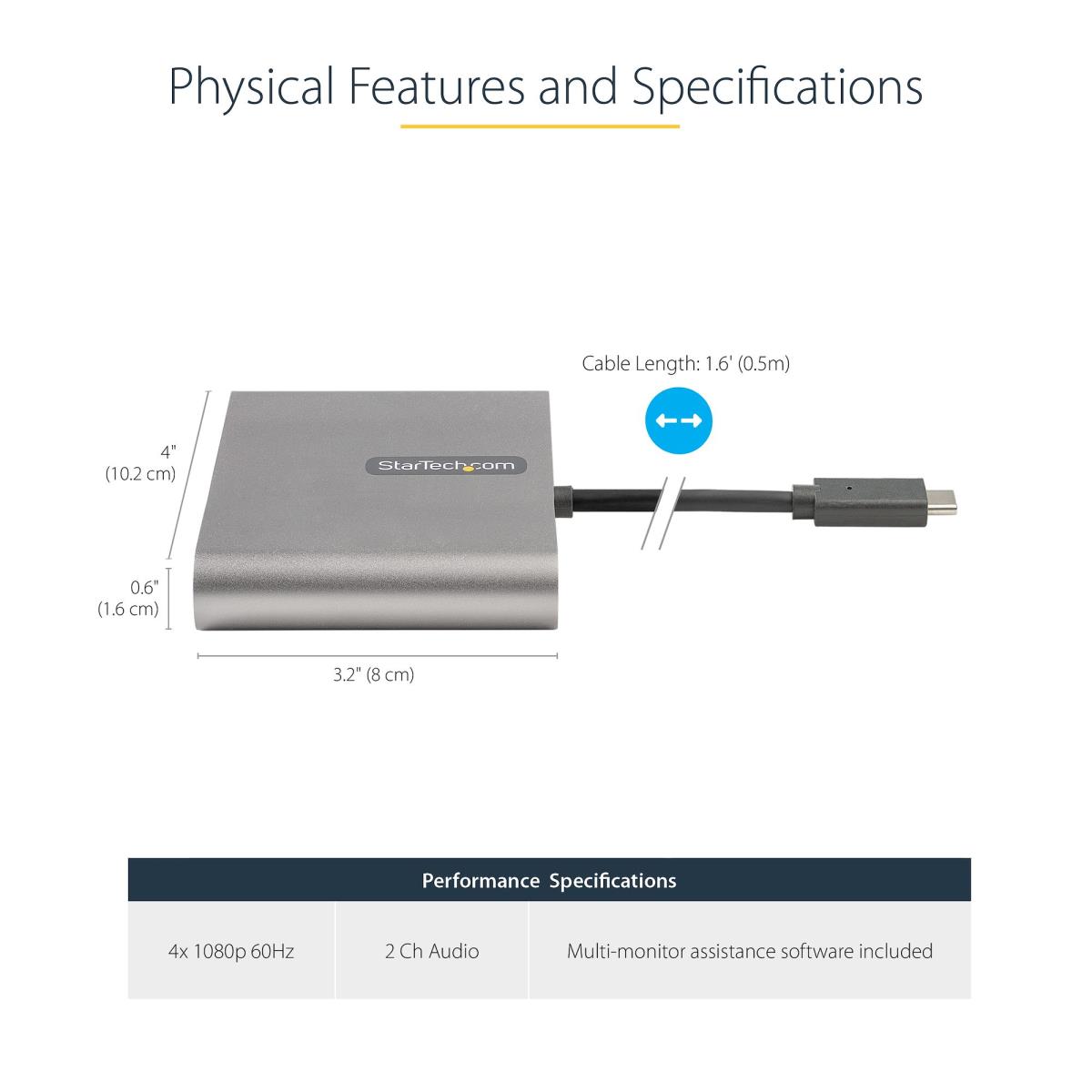 STARTECH.COM USB C To 4 Hdmi Adapter - External Video/graphics Card 108