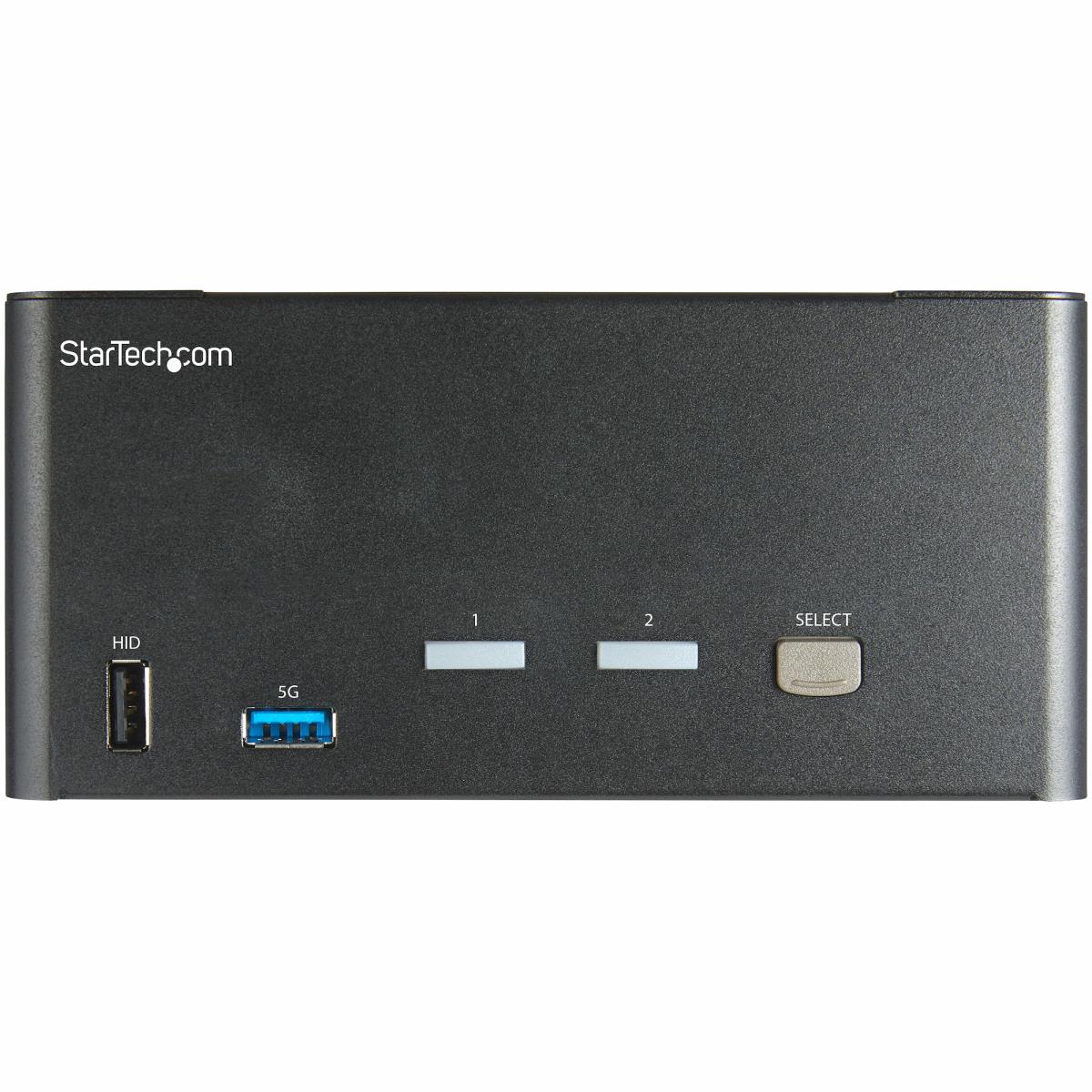 STARTECH.COM 2 Port Triple Monitor DisplayPort KVM Switch, 4k 60hz Uhd Hdr, Desktop 4k Dp 1.2 KVM Wi