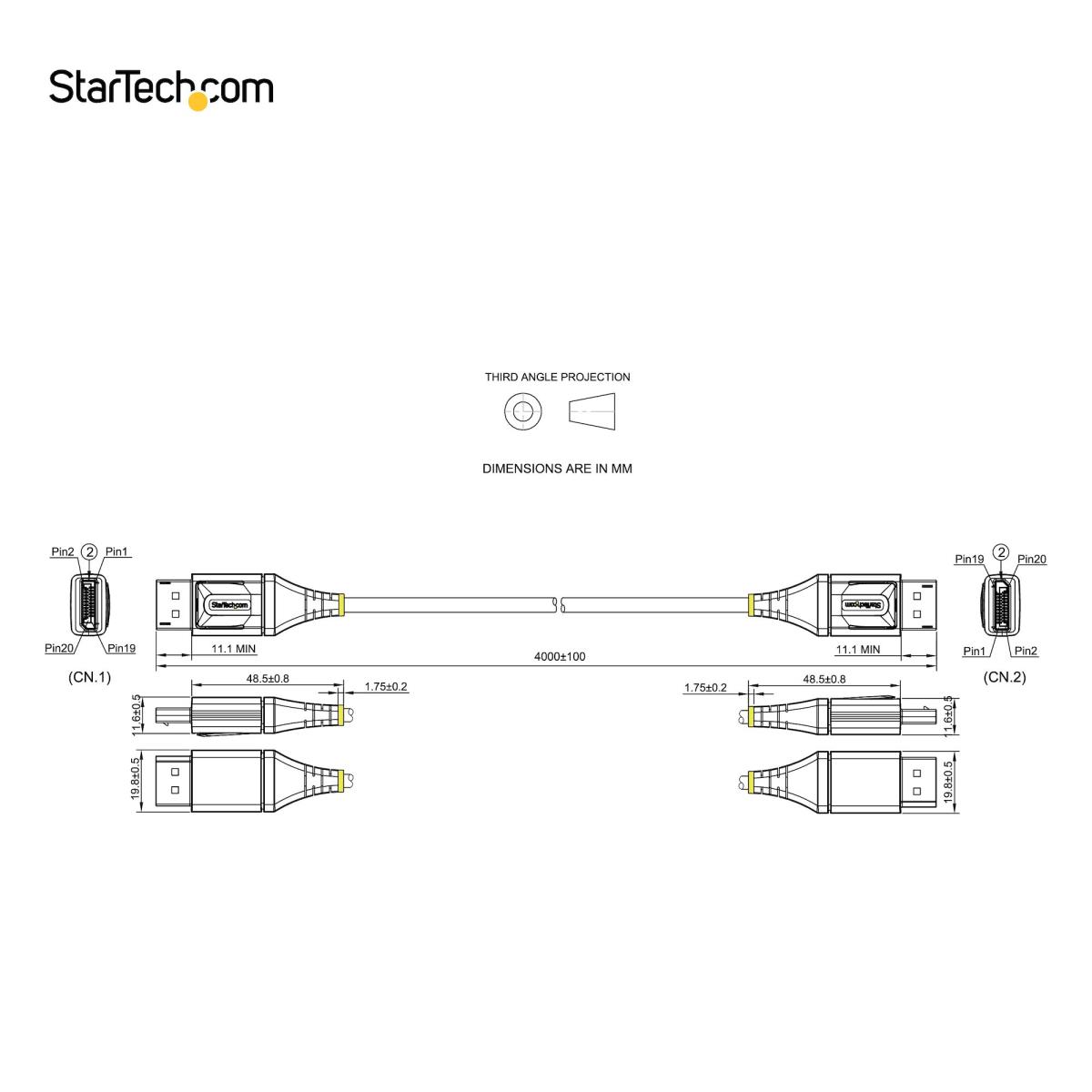 STARTECH.COM DisplayPort To DisplayPort Cable - M/ M - Vesa Certified DisplayPort 1.4 Cable - 8k 60hz Hdr10 - 4m