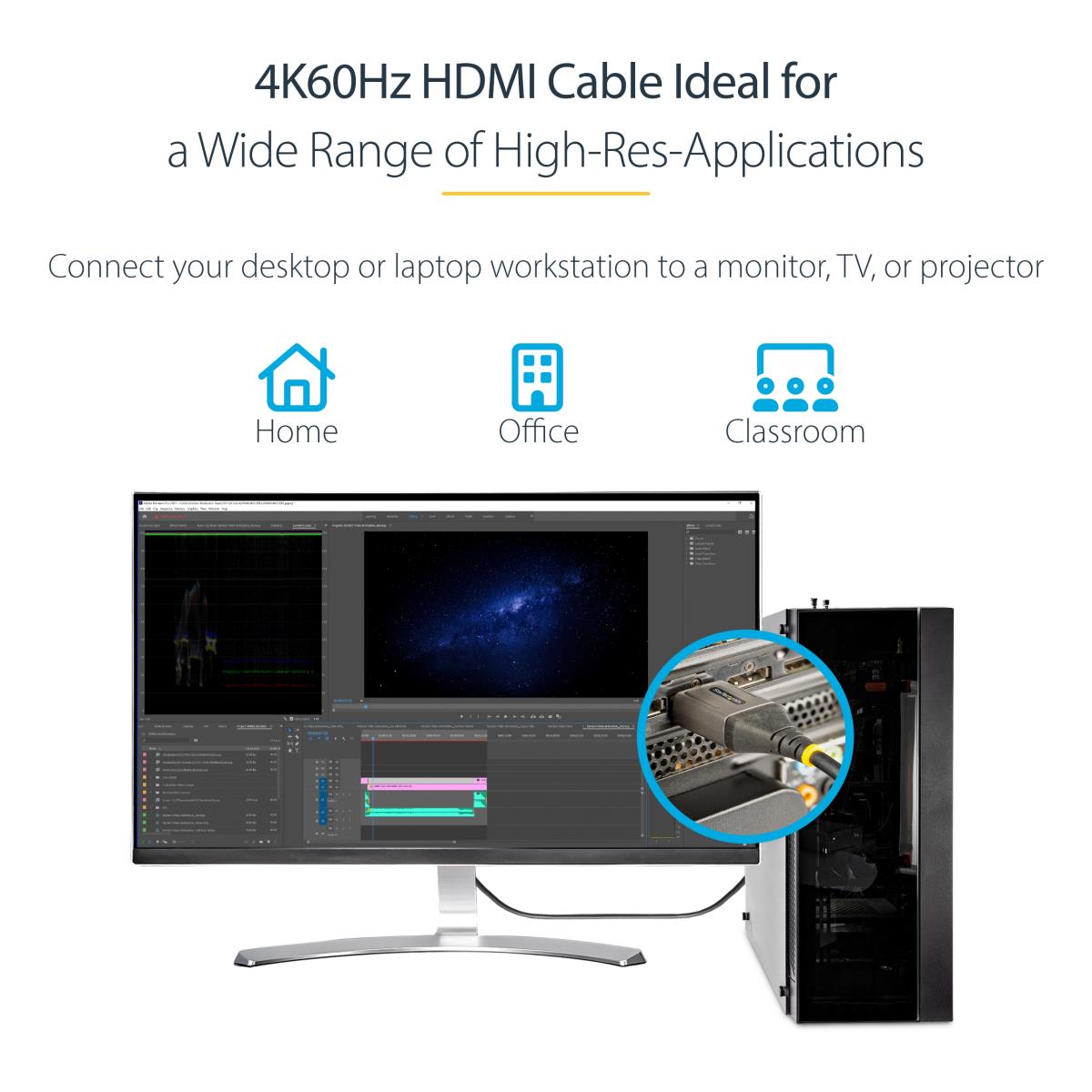 STARTECH.COM Premium Certified Hdmi 2.0 Cable - High Speed Ultra Hd 4k 60hz Hdmi Cable With Ethernet - 1m