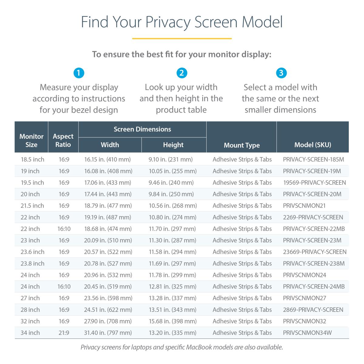 STARTECH.COM Monitor Privacy Screen 23in - Universal - Matte Or Glossy
