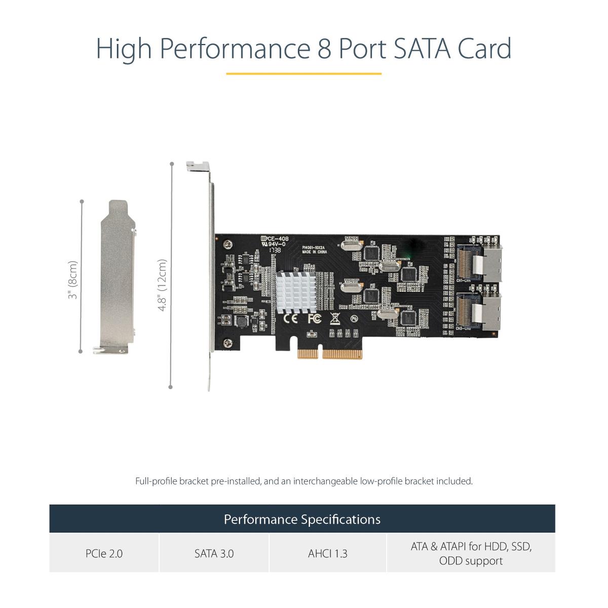 STARTECH.COM 8 Port SATA Pci-e Card - Pci-e X4 6gbps SATA III Expansion Card