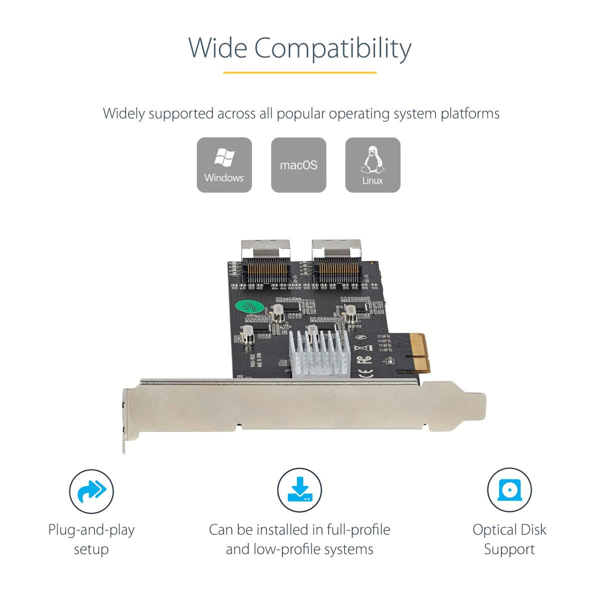 STARTECH.COM 8 Port SATA Pci-e Card - Pci-e X4 6gbps SATA III Expansion Card