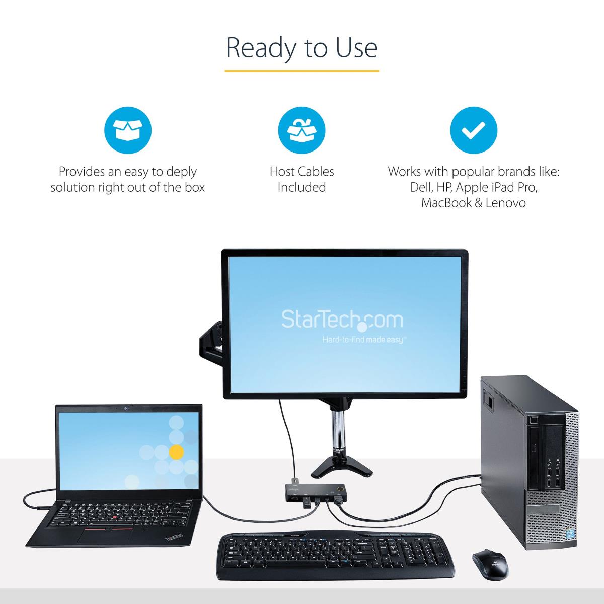 STARTECH.COM KVM Switch - 2 Port USB-a/hdmi / USB-c - 4k 60hz Hdmi 2.0