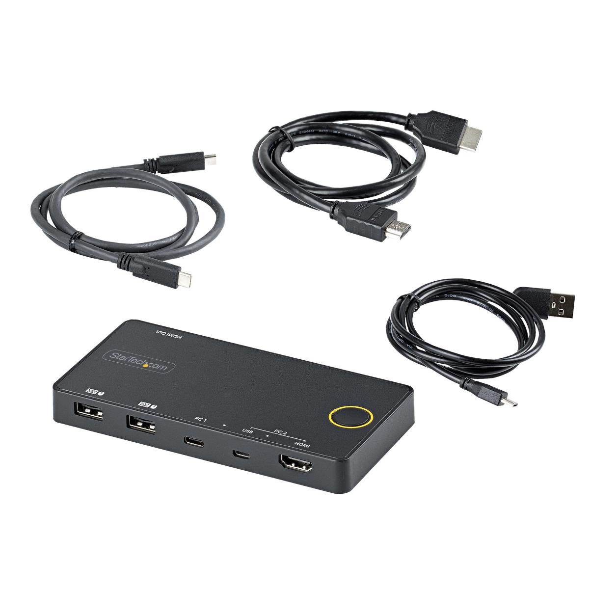 STARTECH.COM KVM Switch - 2 Port USB-a/hdmi / USB-c - 4k 60hz Hdmi 2.0