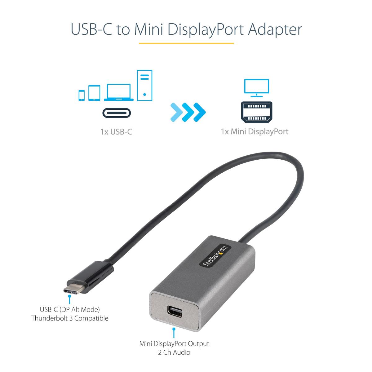 STARTECH.COM USB C To Mini DisplayPort Adapter 4k60hz