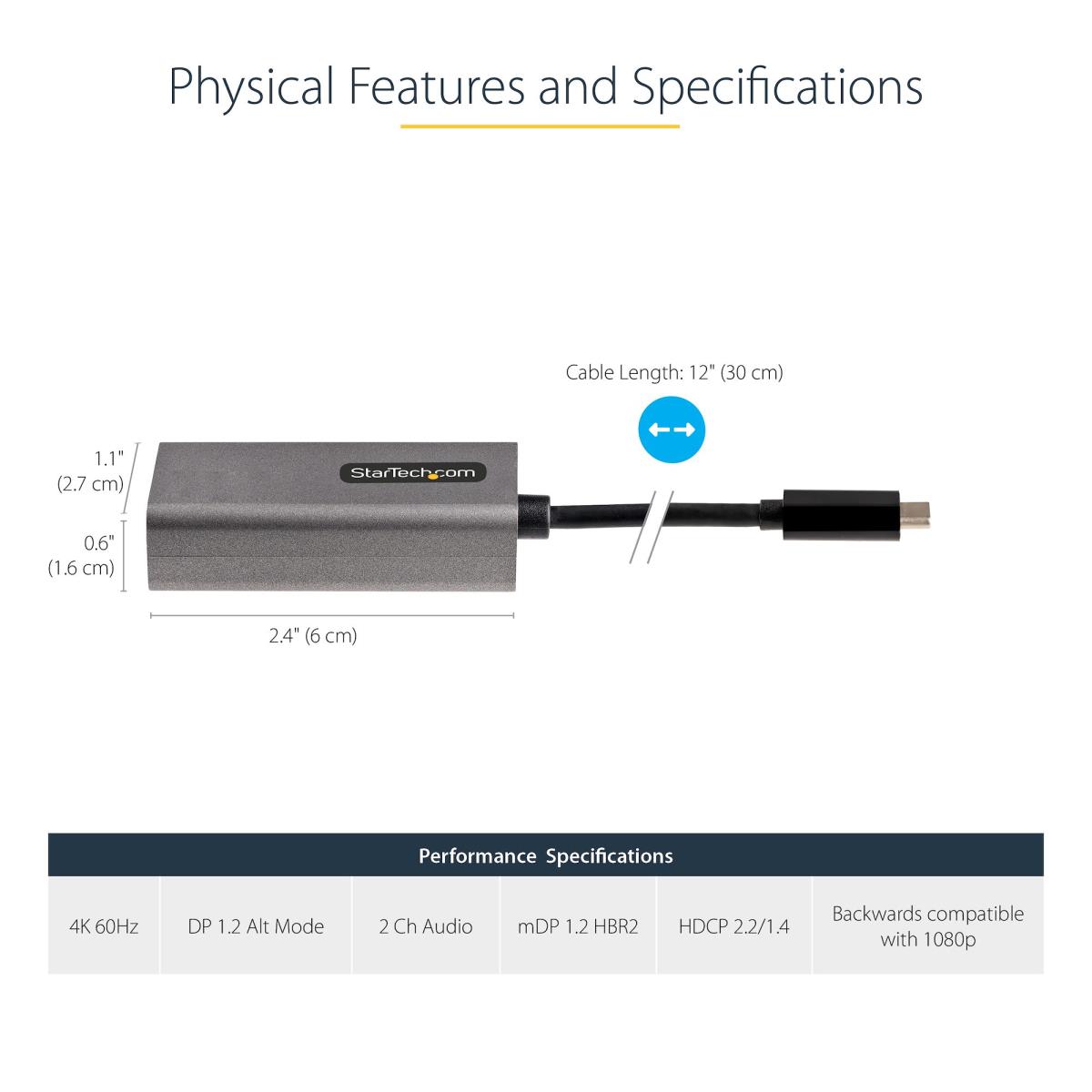 STARTECH.COM USB C To Mini DisplayPort Adapter 4k60hz