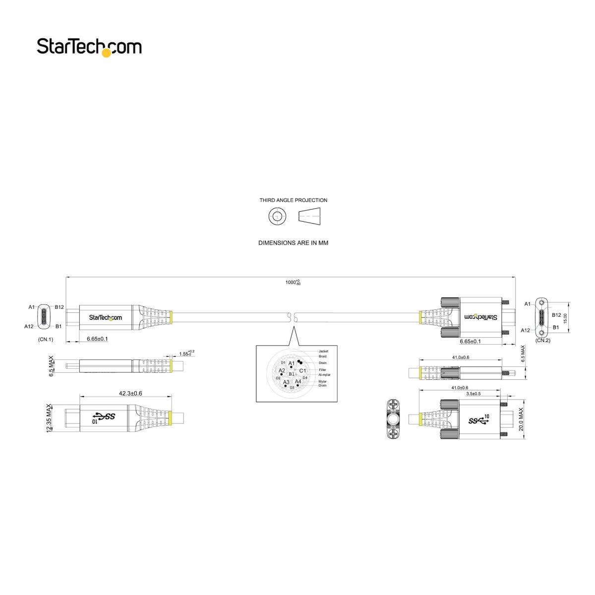 STARTECH.COM USB-c Cable Locking Side Screw 10gbps - 1m
