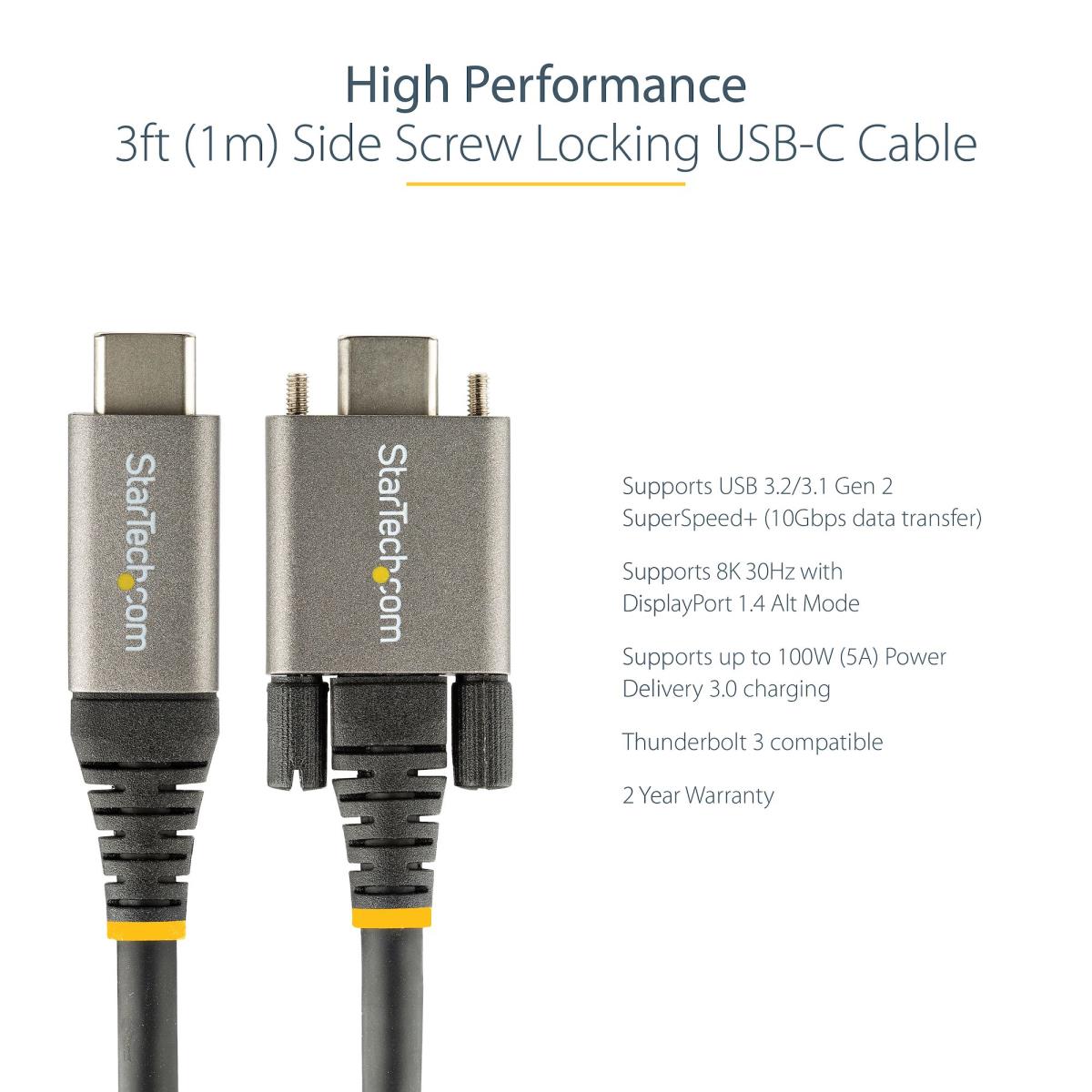 STARTECH.COM USB-c Cable Locking Side Screw 10gbps - 1m