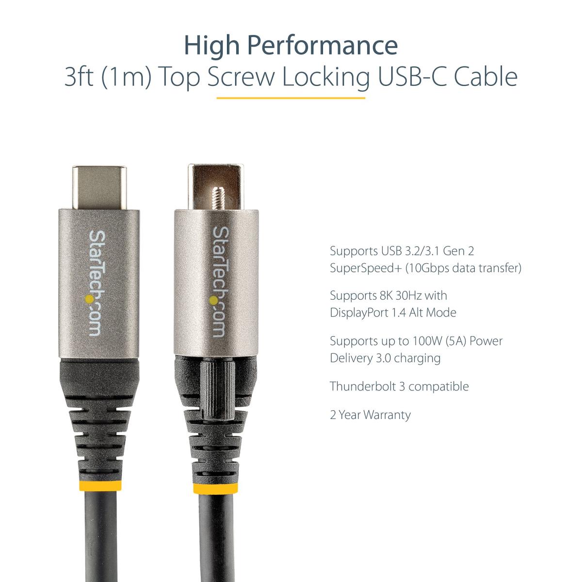 STARTECH.COM USB-c Cable Locking Top Screw 10gbps - 1m