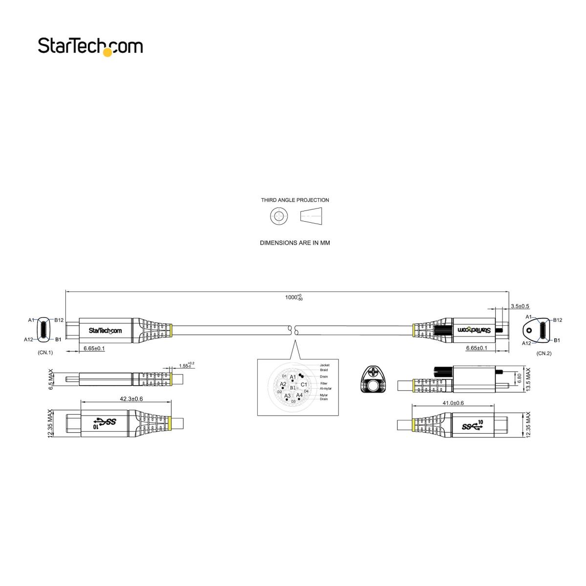 STARTECH.COM USB-c Cable Locking Top Screw 10gbps - 1m