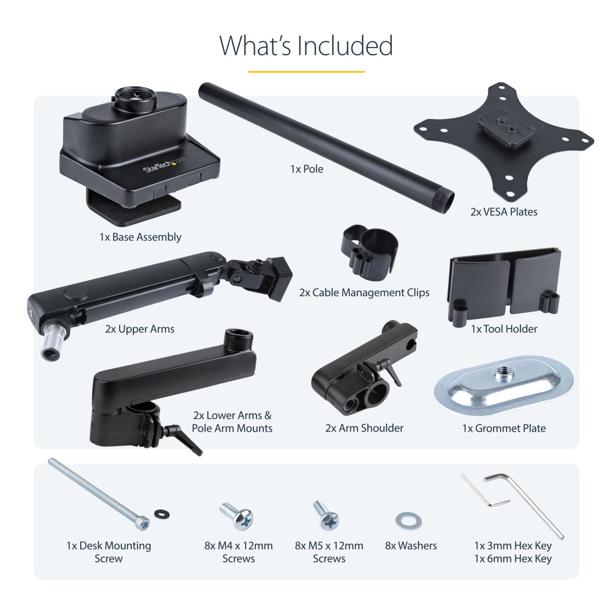 STARTECH.COM Monitor Mount - Desk Mount - 2 Monitor - Full Motion - Up To 32in - Aluminum & Matte Black