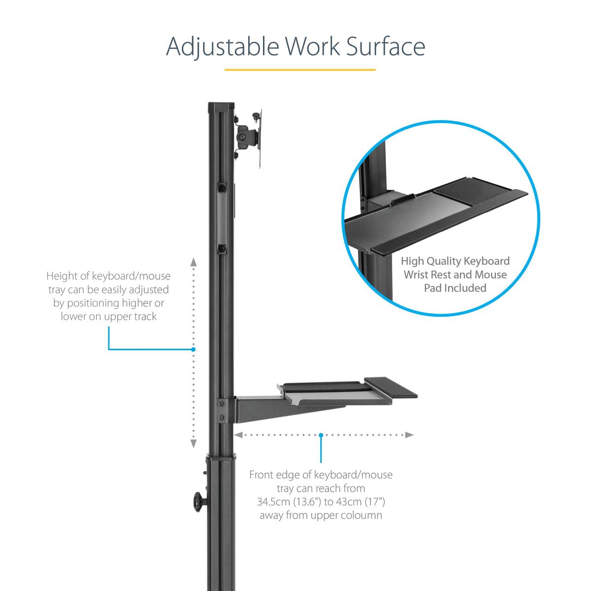 STARTECH.COM Mobile Workstation Cart With Monitor Mount And Cpu Holder
