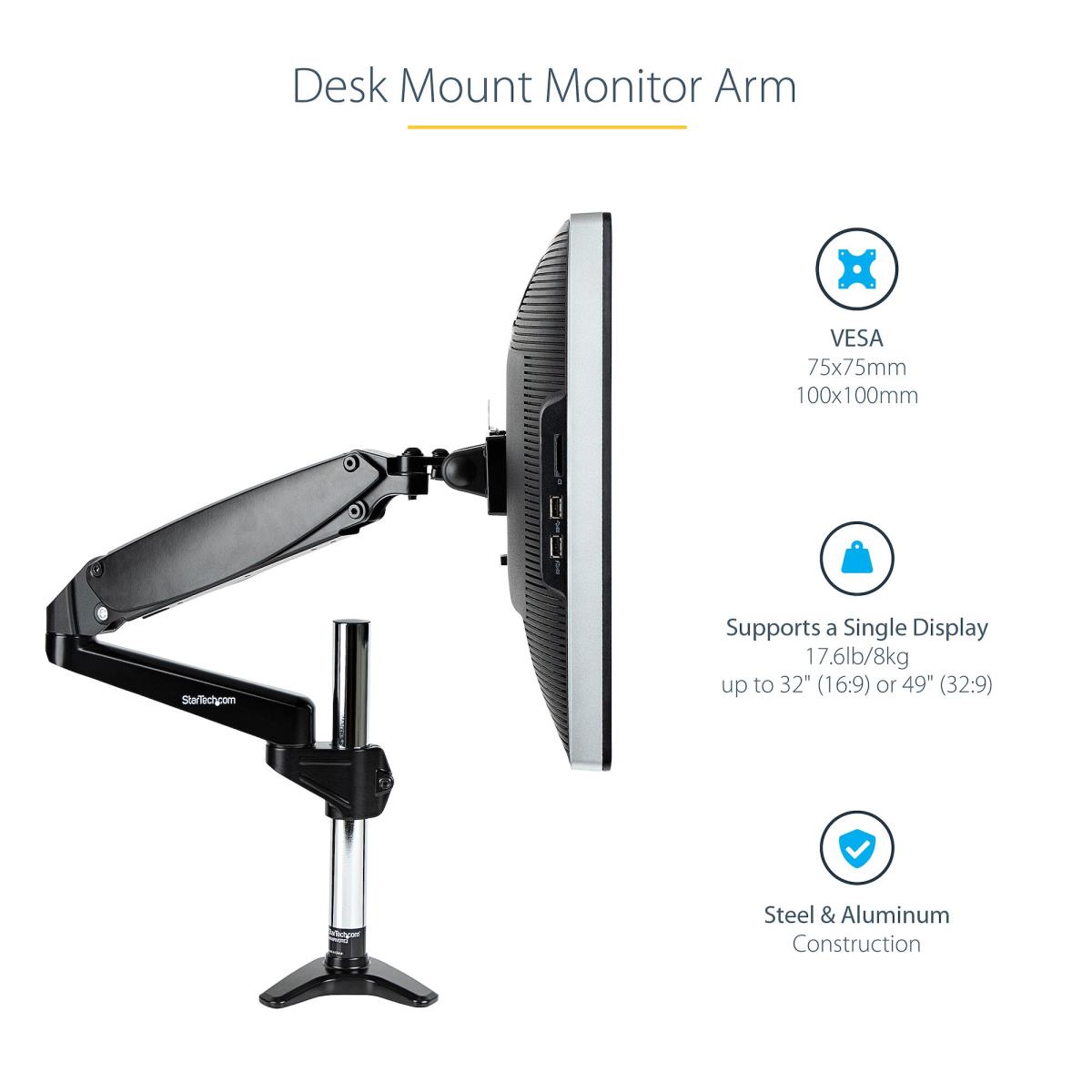 STARTECH.COM Desk Mount Monitor Arm Full Motion  Height Adjustable