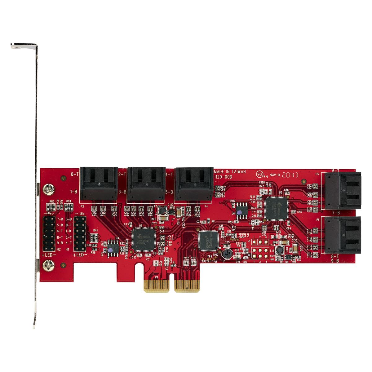 STARTECH.COM SATA Pcie Card - 10 Port Pcie SATA Expansion Card - 6gbps - Low Full Profile - Stacked SATA Connecto