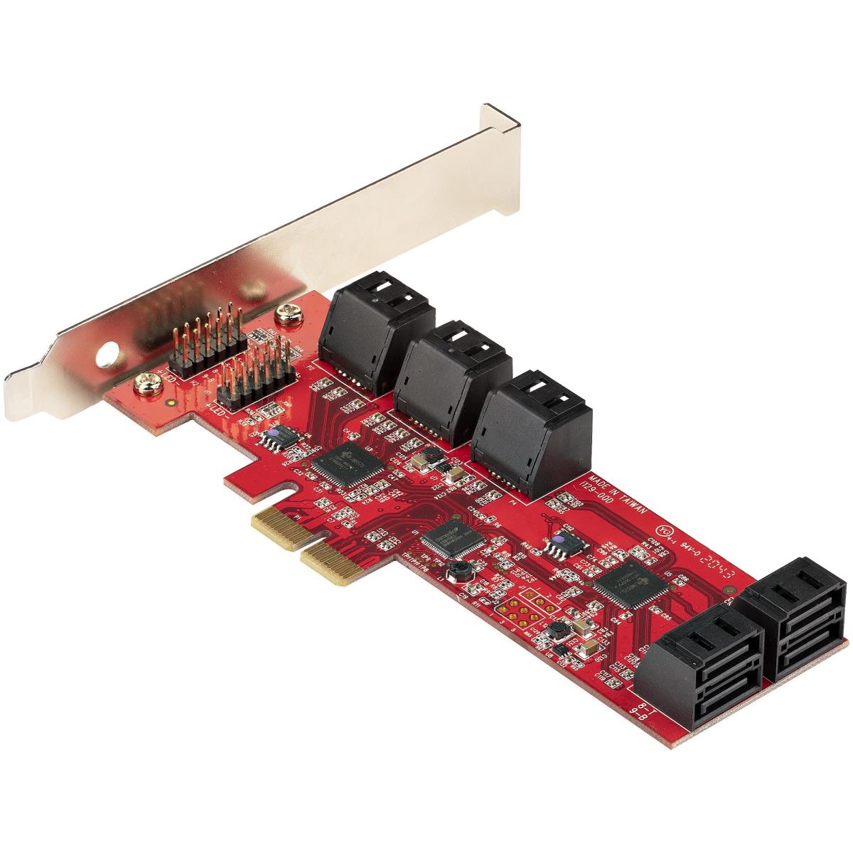 STARTECH.COM SATA Pcie Card - 10 Port Pcie SATA Expansion Card - 6gbps - Low Full Profile - Stacked SATA Connecto