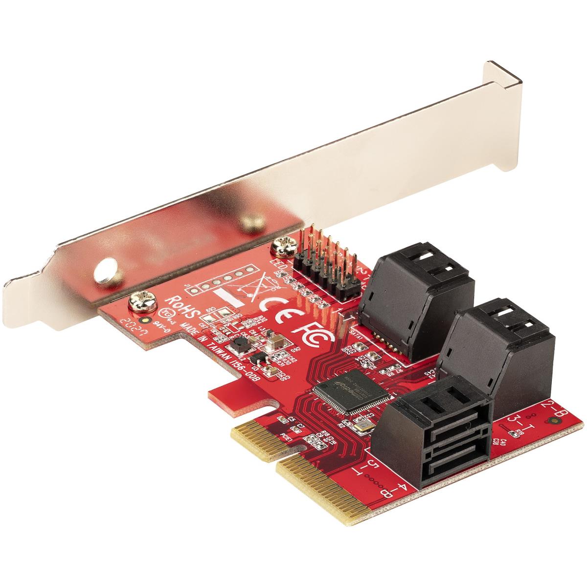 STARTECH.COM SATA Pcie Card - 6 Port Pcie SATA Expansion Card - 6gbps - Low Full Profile - Stacked SATA Connector