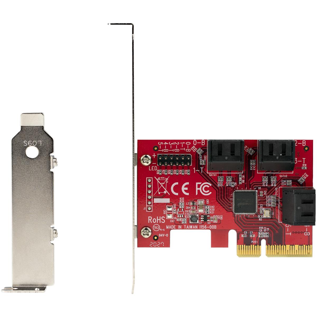 STARTECH.COM SATA Pcie Card - 6 Port Pcie SATA Expansion Card - 6gbps - Low Full Profile - Stacked SATA Connector
