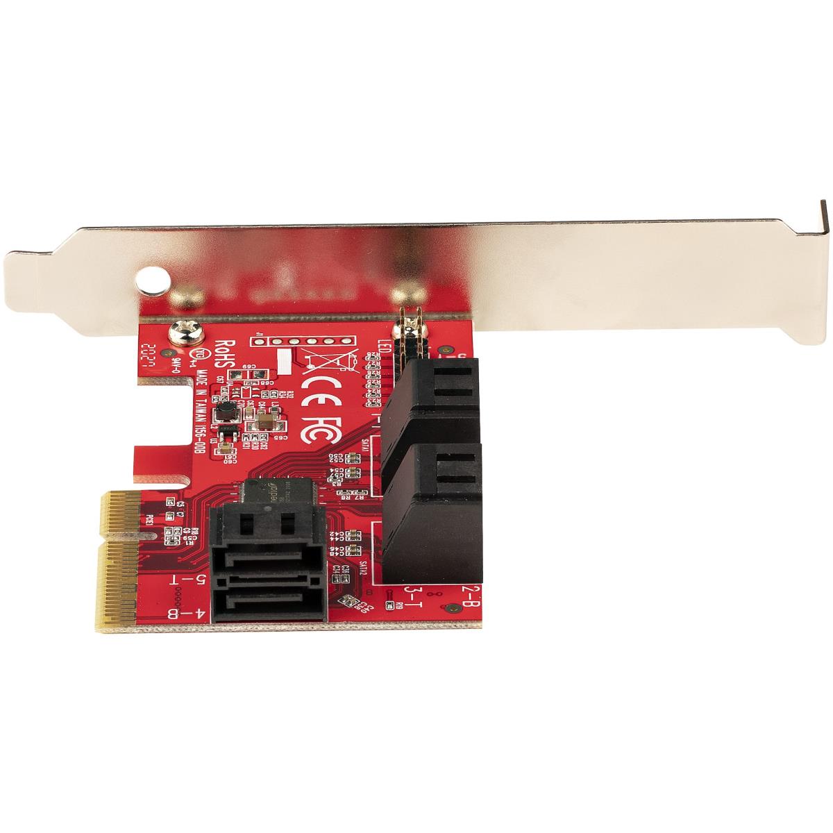 STARTECH.COM SATA Pcie Card - 6 Port Pcie SATA Expansion Card - 6gbps - Low Full Profile - Stacked SATA Connector